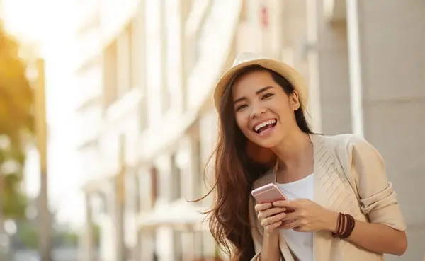 woman with phone