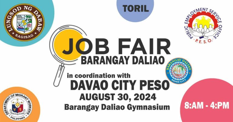 JOB FAIR: In Coordination with Daliao Barangay Council (August 30, 2024 at Daliao Gymnasium)