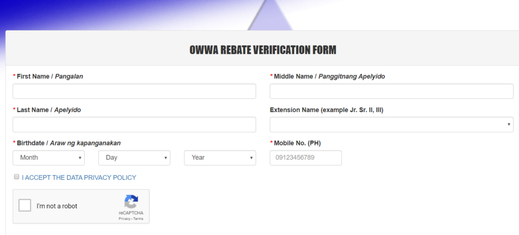 Owwa Rebate Registration Form