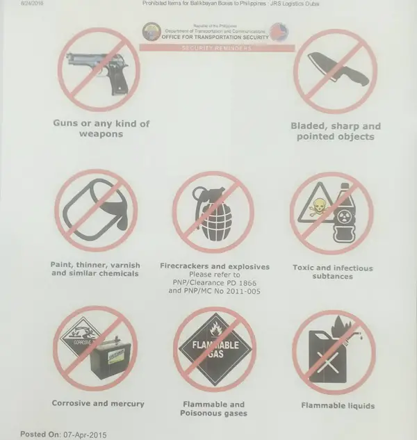 Balikbayan Box Companies Remind Senders About Banned Items
